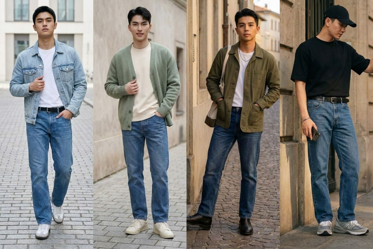 Phối đồ mùa đông với quần jean ống đứng