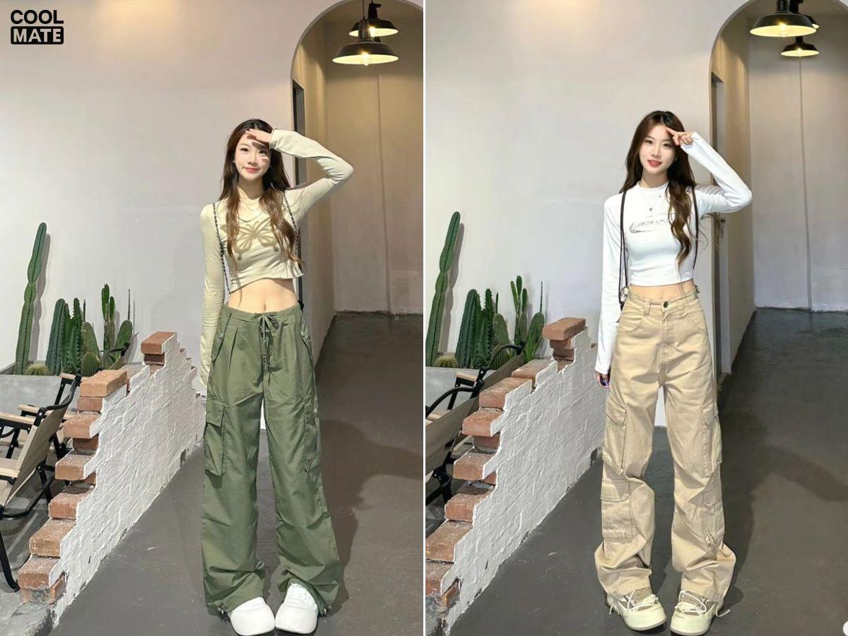 phối đồ với quần túi hộp nữ tôn dáng