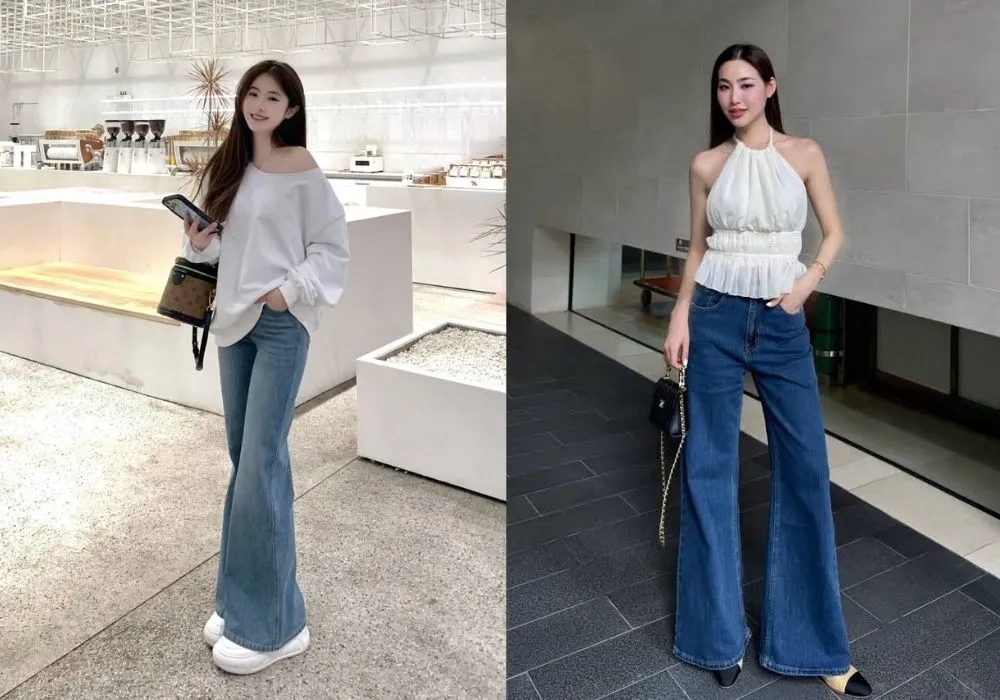Phối đồ với quần ống loe đi chơi