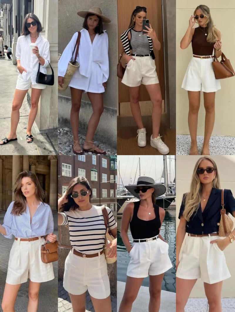 Phối đồ với quần short trắng nữ và blazer