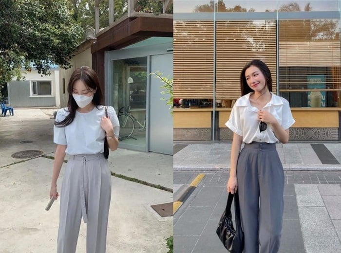 Quần tây xám mặc với áo sơ mi màu gì