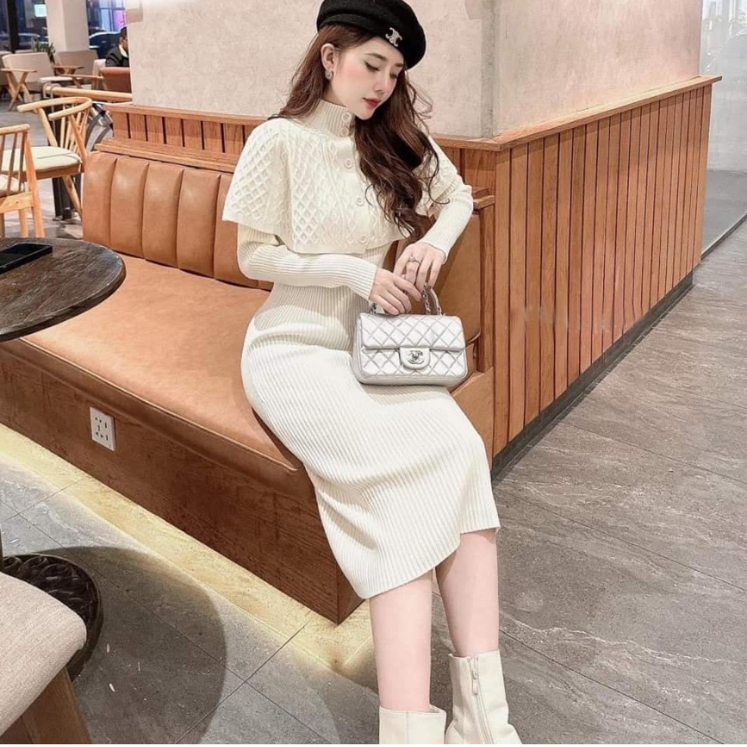 Mix đồ với váy len body cá tính