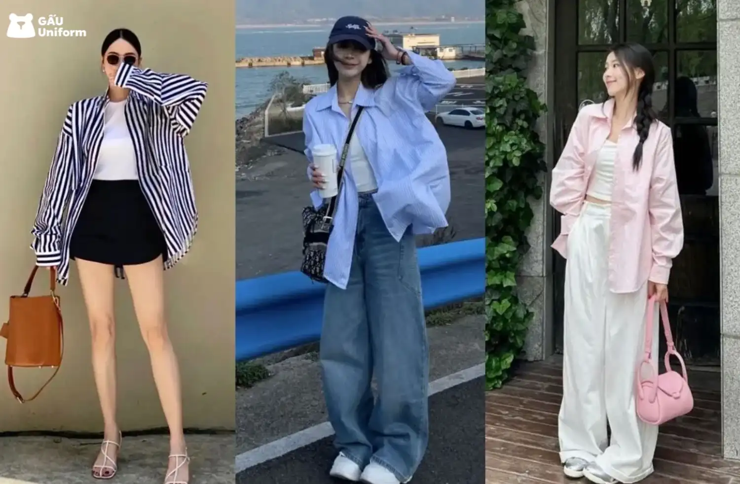 Style áo sơ mi khoác ngoài nữ Hàn Quốc