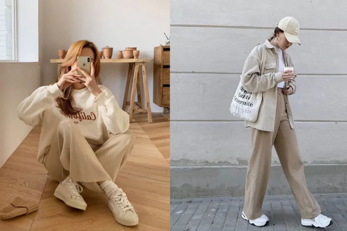 Phối đồ với quần màu kem nữ