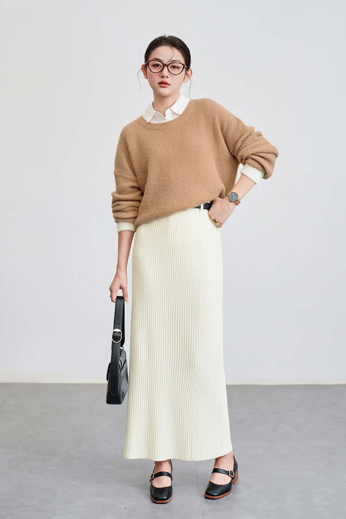 Cách phối layer với chân váy len