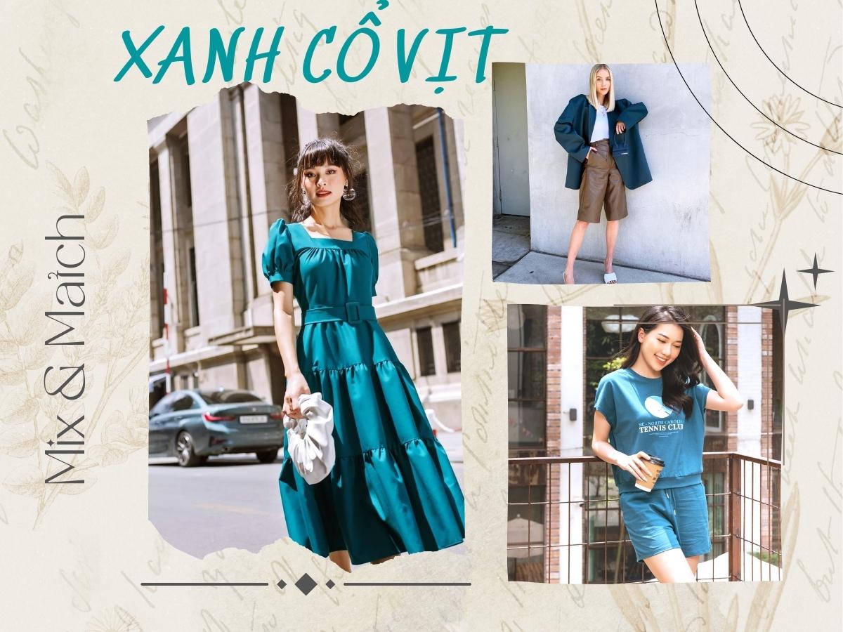Bí quyết chọn màu xanh cổ vịt cho người da ngăm