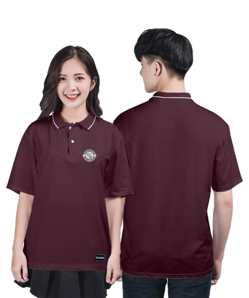 Áo lớp có cổ màu đỏ đô