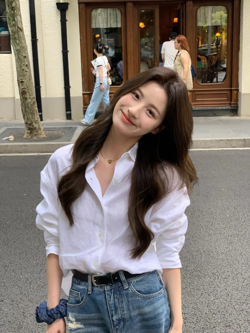 Áo sơ mi lụa nữ dài tay