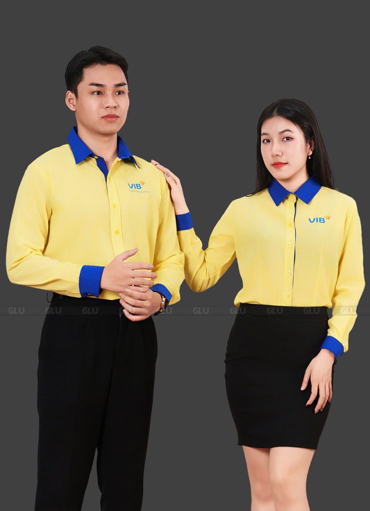 ao dong phuc so mi nam nu ngan hang vib tay dai