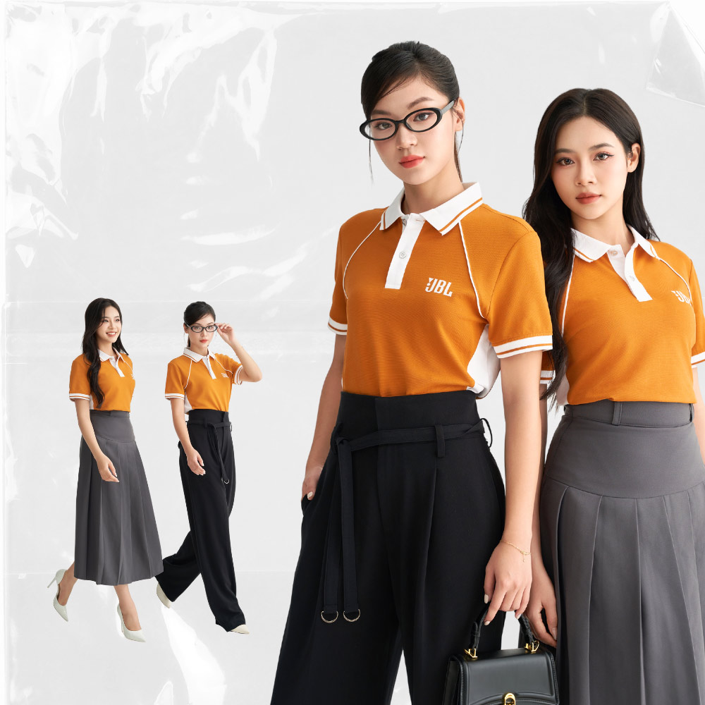 Áo polo đồng phục màu cam