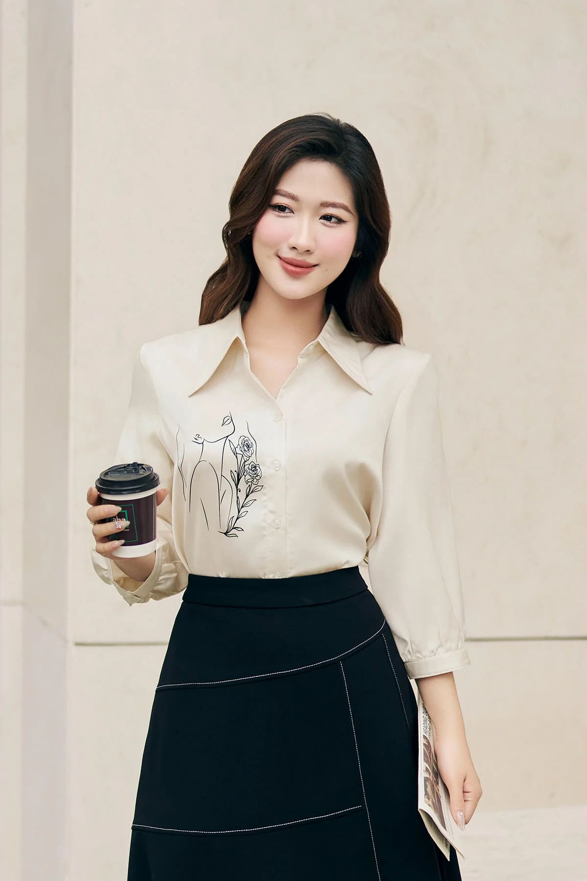 Áo sơ mi form rộng nữ tay lỡ cá tính