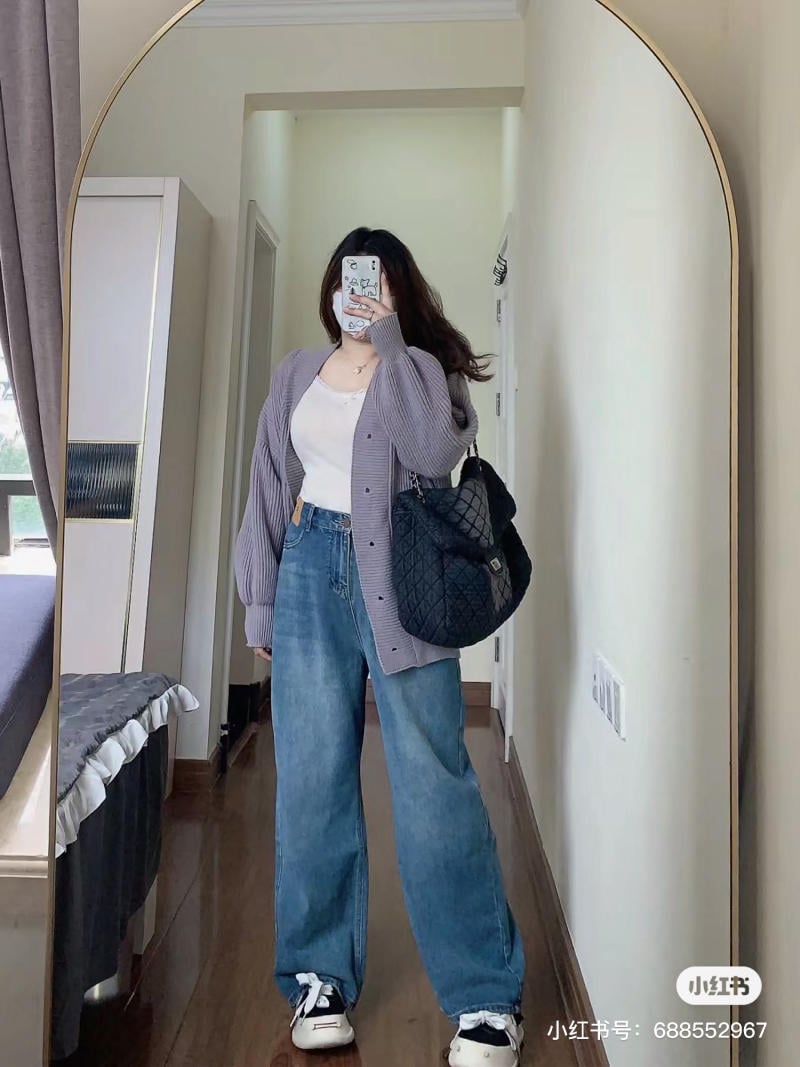 Cách phối đồ với quần ống rộng cho người béo và croptop