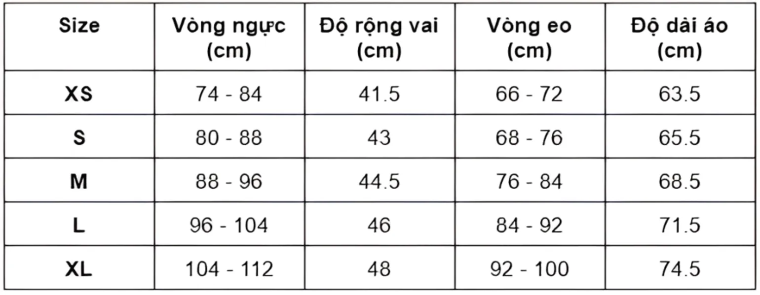 Size áo thun