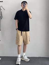 cách phối quần short kaki và áo sơ mi nam