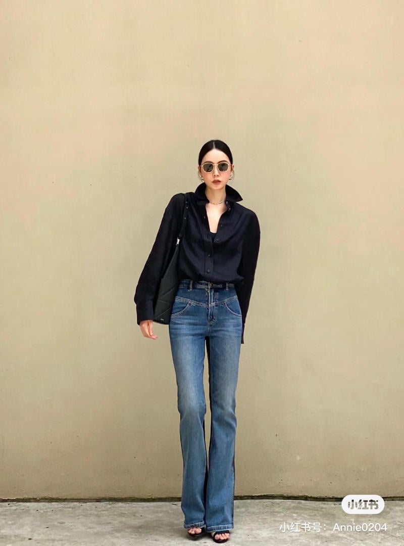 phối đồ công sở nữ với sơ mi đen