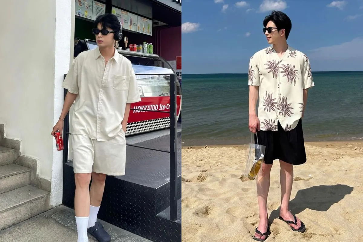 quần short phối áo sơ mi nam lịch lãm