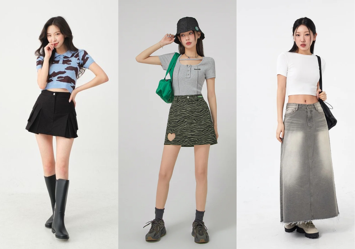 phối đồ với chân váy chữ a ngắn