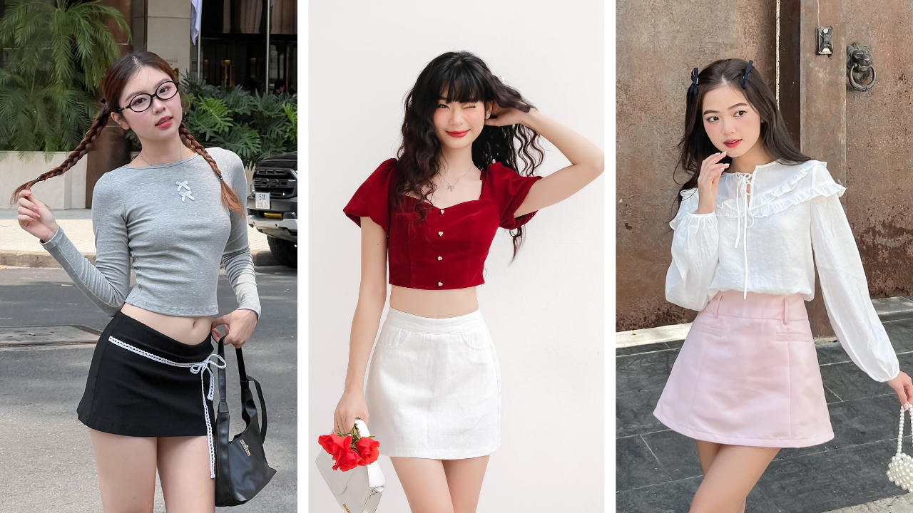 cách phối chân váy chữ a ngắn
