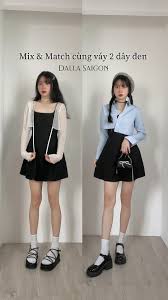 mix váy 2 dây với áo sơ mi