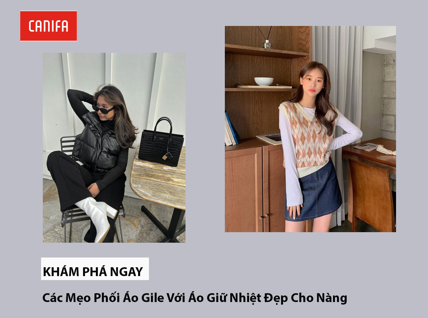 Gile bò denim và áo giữ nhiệt cá tính